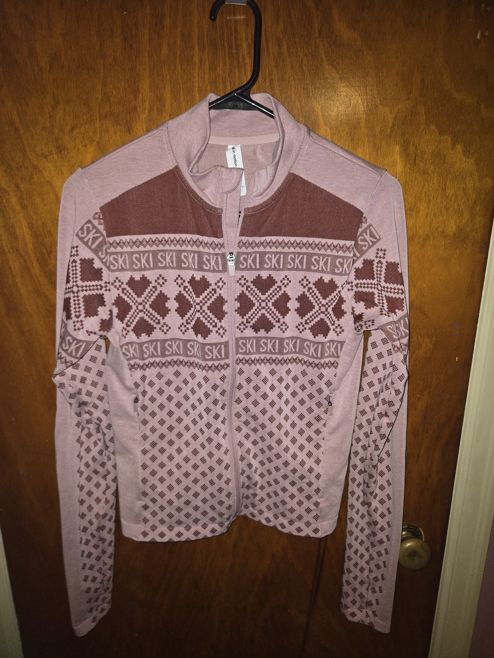 all in motion Pink Patterned Ski Zip-Up Sweater Cardigan